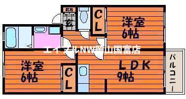 カーサ・ヴィーノA(2LDK/2階)の間取り写真