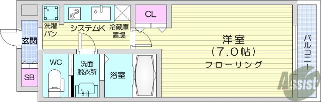 LASANTE薬師堂(1K/4階)の間取り写真