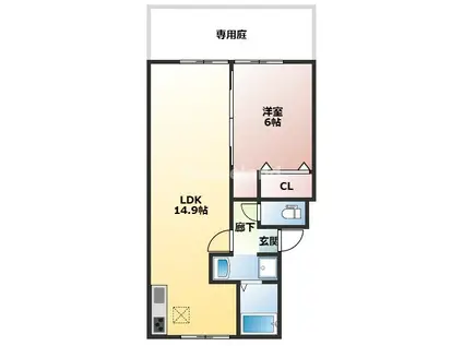 プレジール木ノ本II(1LDK/1階)の間取り写真