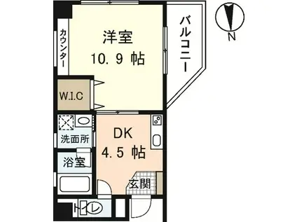 シャングリラI(1DK/5階)の間取り写真