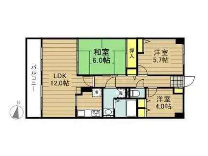 マ・メゾン寿(3LDK/6階)の間取り写真