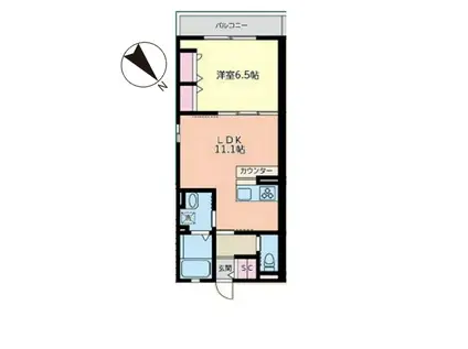 MOE新千葉(1LDK/2階)の間取り写真