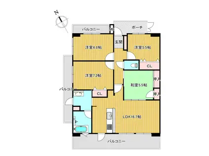 ルミナスリヴサージュ平和橋(4LDK/2階)の間取り写真
