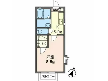エバーグリーンM(1K/2階)の間取り写真