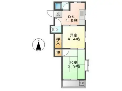 グリーンハイツ明和(2K/3階)の間取り写真