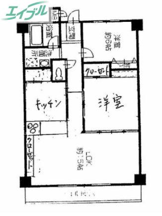 サニーハイム岡山(2LDK/3階)の間取り写真