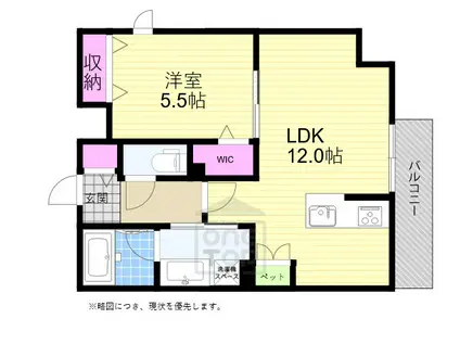 ザ・テラス吹田SW(1LDK/1階)の間取り写真