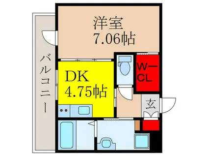 ラ・リュールMJ(1DK/4階)の間取り写真
