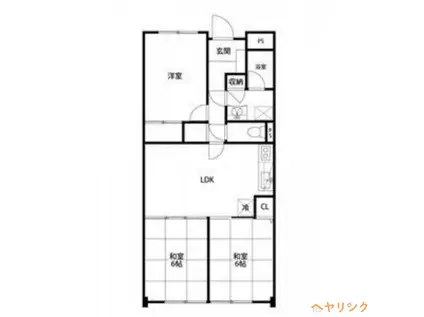 里水マンションB(3LDK/3階)の間取り写真