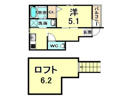 あんしん稲葉荘(ワンルーム/1階)の間取り写真