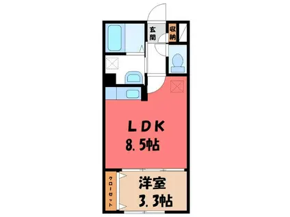 パーシモンIII(1LDK/1階)の間取り写真