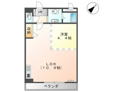 シャンボール(1LDK/2階)の間取り写真