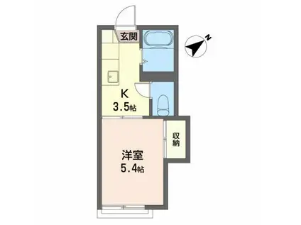 フォーブル銀杏B(1K/2階)の間取り写真