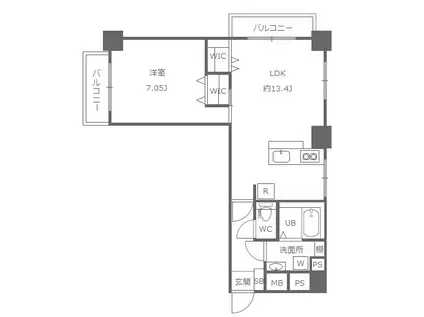 大森ハウス(1LDK/4階)の間取り写真