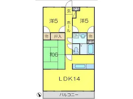 原田第二ビル(3LDK/2階)の間取り写真