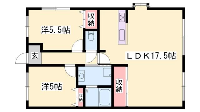 パインヒルコーナン(2LDK/6階)の間取り写真