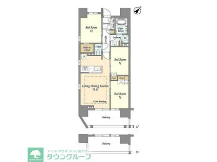 横須賀中央レジデンス(3LDK/6階)の間取り写真