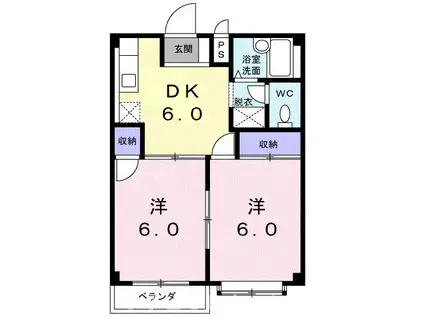 YMシャトー(2DK/2階)の間取り写真