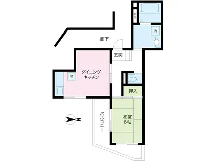 グランメール(1DK/2階)の間取り写真