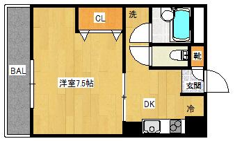 キャッスル新坂第一(1K/1階)の間取り写真