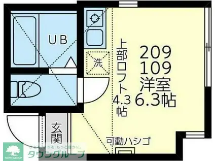 ユナイト横浜セシル・キャンベル(ワンルーム/1階)の間取り写真