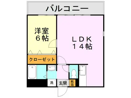 サンデンハイツ新町(1LDK/5階)の間取り写真
