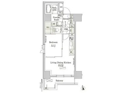 PARK AXIS 秋葉原 イースト(1SLDK/4階)の間取り写真