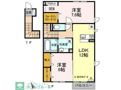 ヴェルデハイツ(2LDK/2階)の間取り写真