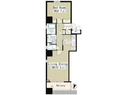 クリアウォータ芝(1LDK/13階)の間取り写真