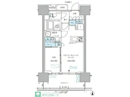 パークアクシス西大島コンフォートスクエア(1LDK/9階)の間取り写真