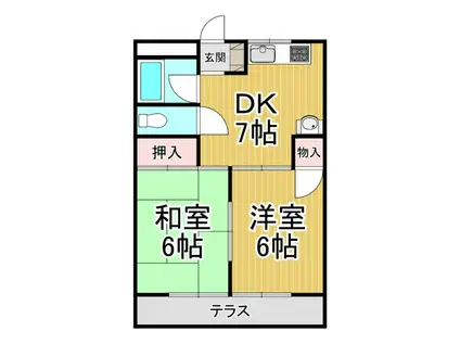 葵マンション北棟(2DK/3階)の間取り写真