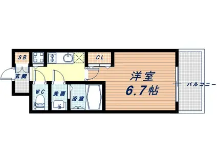 アドバンス難波西アクア(1K/11階)の間取り写真