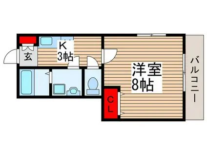 アムールモネ(1K/1階)の間取り写真