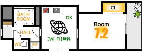 AUBE舟入本町(1DK/8階)の間取り写真