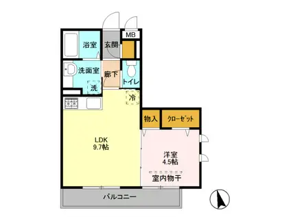 ヴィルクレール I(1LDK/2階)の間取り写真