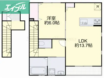 メゾンYASUI B(1LDK/2階)の間取り写真