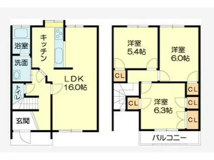 ロレーヌハイツ宝殿24 2(3LDK/1階)の間取り写真
