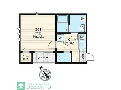 ラシーネ西荻南(1K/2階)の間取り写真