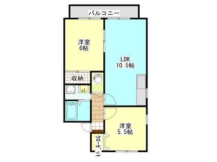 セジュールホリB棟(2LDK/2階)の間取り写真