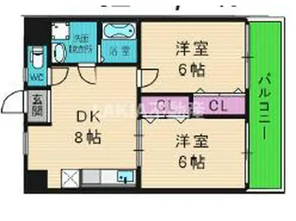 ループ真田山(2DK/4階)の間取り写真