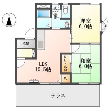 ハイホーム新宮(2LDK/1階)の間取り写真