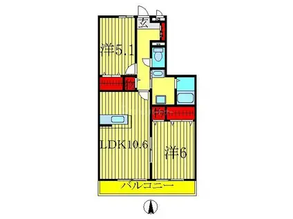コリーヌアン(2LDK/2階)の間取り写真