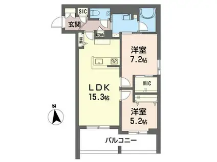 ゼフィールメゾンプレミア緑園(2LDK/3階)の間取り写真