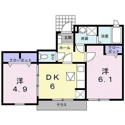 それいゆIII(2DK/1階)の間取り写真