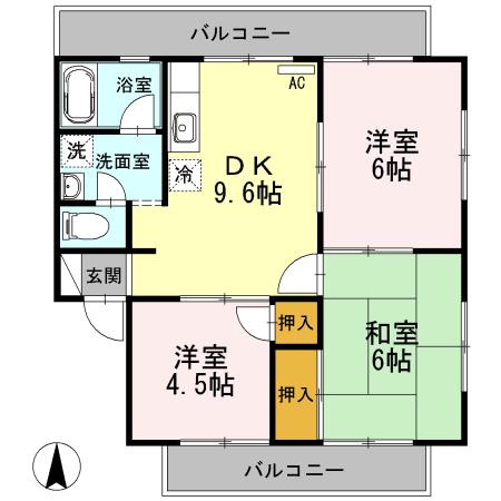 ブランシェ中須(3DK/2階)の間取り写真