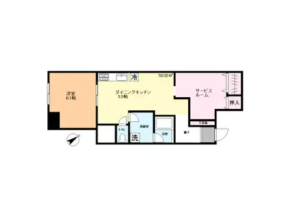 メゾンド山王(1SDK/1階)の間取り写真