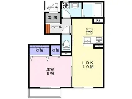 カーサ・ミーア(1LDK/1階)の間取り写真