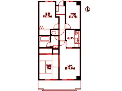 ライブオン和田(3LDK/5階)の間取り写真