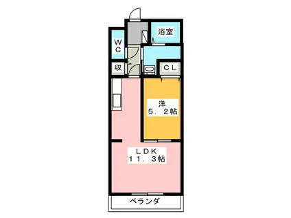 ハーヴェスト染地台(1LDK/1階)の間取り写真