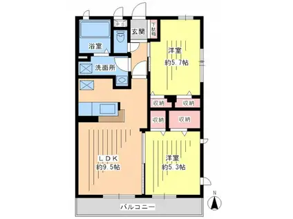 ソレア東小岩(2LDK/3階)の間取り写真